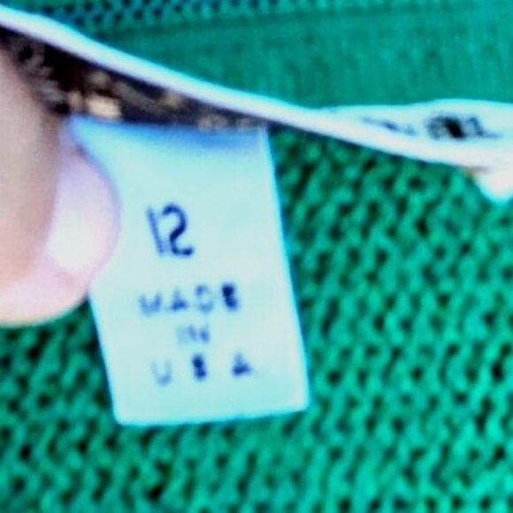 Vintage St John Kelly Green Knit Dress 80s Power Shoulders L to XL - Picture 9 of 13